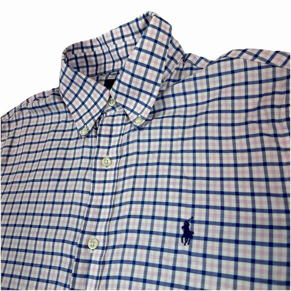 Polo Ralph Lauren Classic Fit Button Down Long Sleeve 16 34/35 Pink Blue Check - Picture 1 of 9